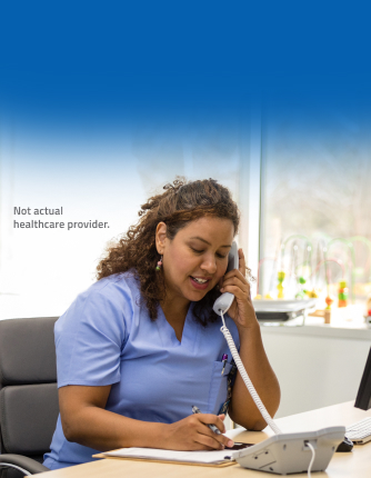 Image of individual on the phone (not actual healthcare provider)